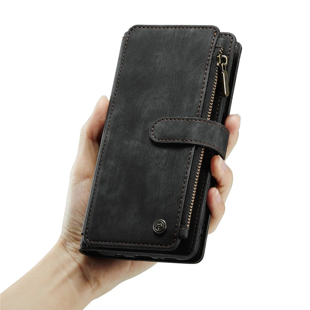 For Samsung Galaxy S9 Phone Cases with Strap CASEME C30 Zipper Multiple Card Holder PU Leather Cover - Black - 6