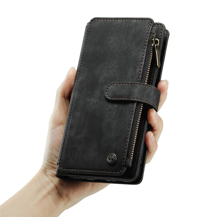 For Samsung Galaxy S9 Phone Cases with Strap CASEME C30 Zipper Multiple Card Holder PU Leather Cover - Black - 6