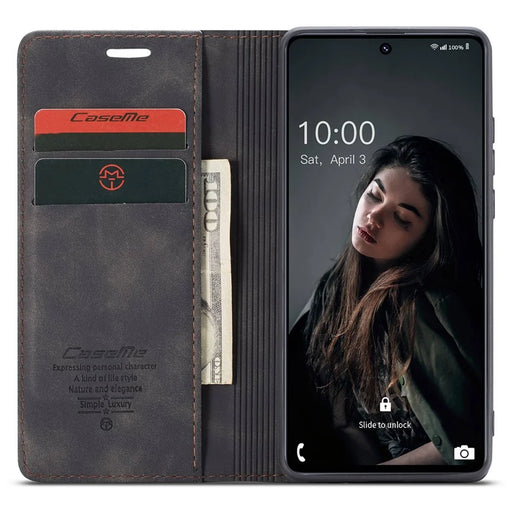 CASEME 013 Series Magnetic Smartphone Cover for Samsung Galaxy M51, PU Leather Wallet Foldable Stand Phone Case - Black - 2