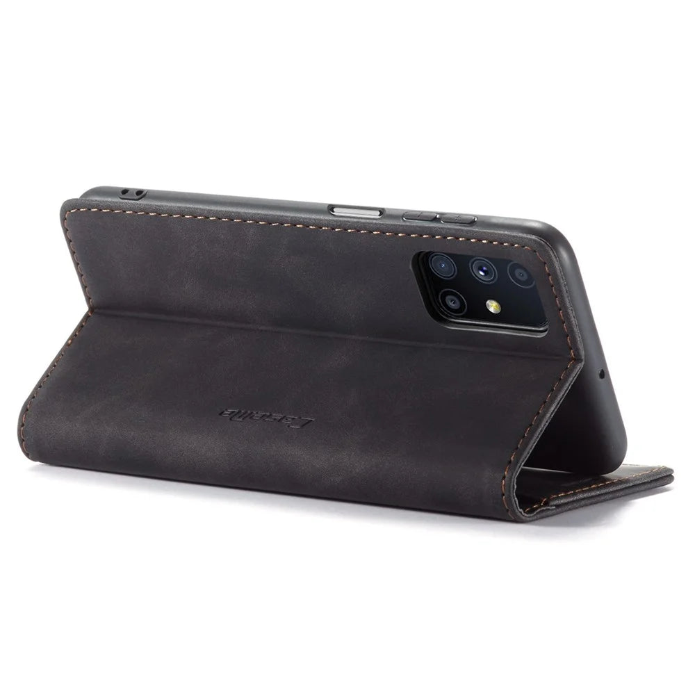 CASEME 013 Series Magnetic Smartphone Cover for Samsung Galaxy M51, PU Leather Wallet Foldable Stand Phone Case - Black - 3