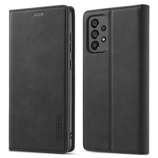 LC.IMEEKE Wallet Style Case for Samsung Galaxy A73 5G, Anti-scratch Well-protected Stand PU Leather Strong Magnetic Suction Phone Cover - Black - 1