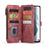 For Samsung Galaxy S22+ 5G Phone Cases with Strap CASEME C30 Zipper Multiple Card Holder PU Leather Cover - Red - 3