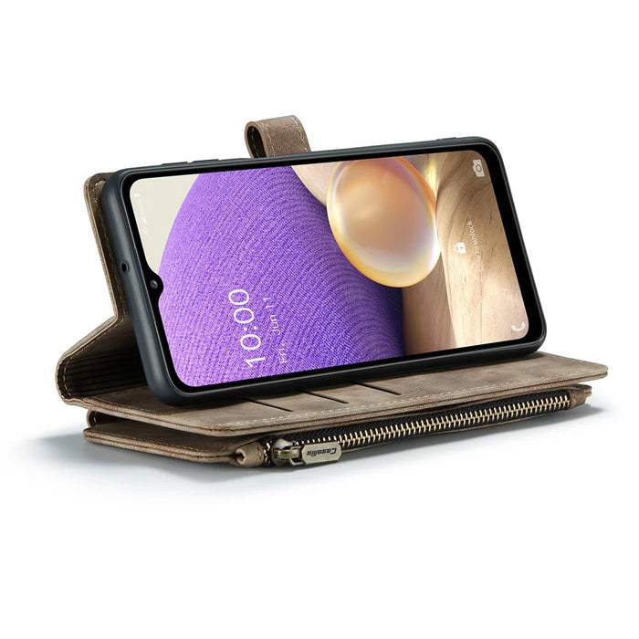 For Samsung Galaxy A32 5G / M32 5G Phone Cases with Strap CASEME C30 Zipper Multiple Card Holder PU Leather Cover - Brown - 6