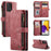 For Samsung Galaxy A13 4G Phone Cases with Strap CASEME C30 Zipper Multiple Card Holder PU Leather Cover - Red - 1