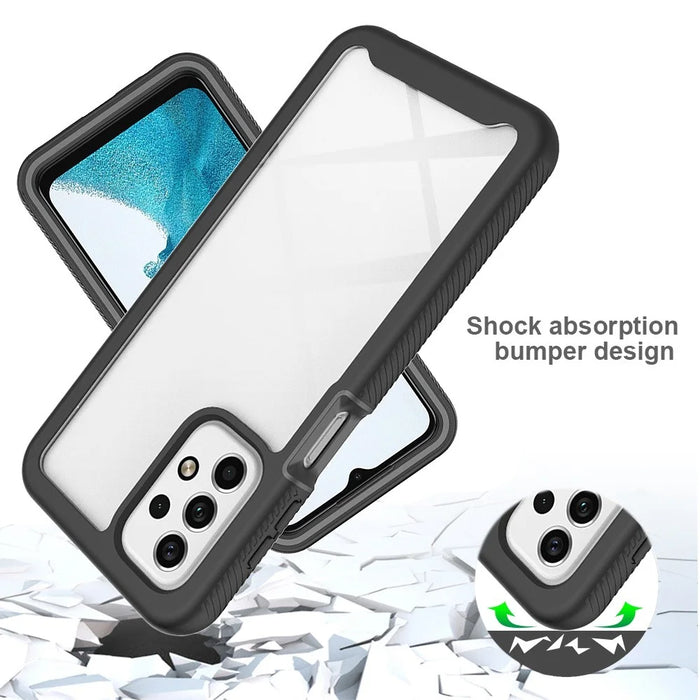 For Samsung Galaxy A23 5G (Global Version) / 4G Phone Case 3 in 1 TPU + PC Phone Cover with PET Screen Protector - Black - 3