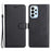 For Samsung Galaxy A23 5G (Global Version) / 4G Case Solid Color Leather Mobile Cover Wallet Stand with Strap - Black - 1