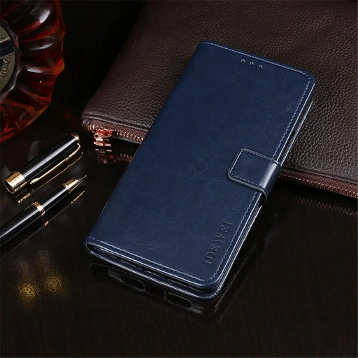 IDEWEI Crazy Horse Textured Case for Samsung Galaxy A53 5G, PU Leather Wallet Book Flip Folio Stand View Cover - Dark Blue - 2