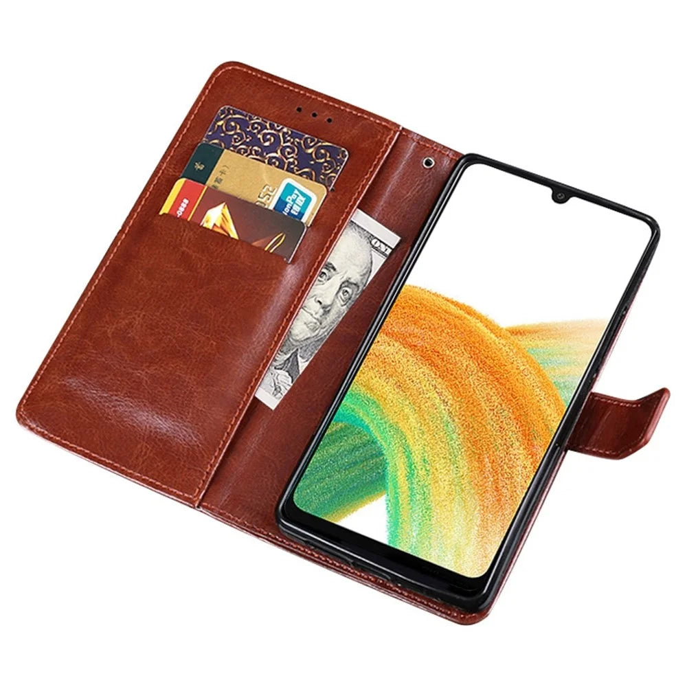 IDEWEI Crazy Horse Textured Case for Samsung Galaxy A53 5G, PU Leather Wallet Book Flip Folio Stand View Cover - Dark Blue - 5