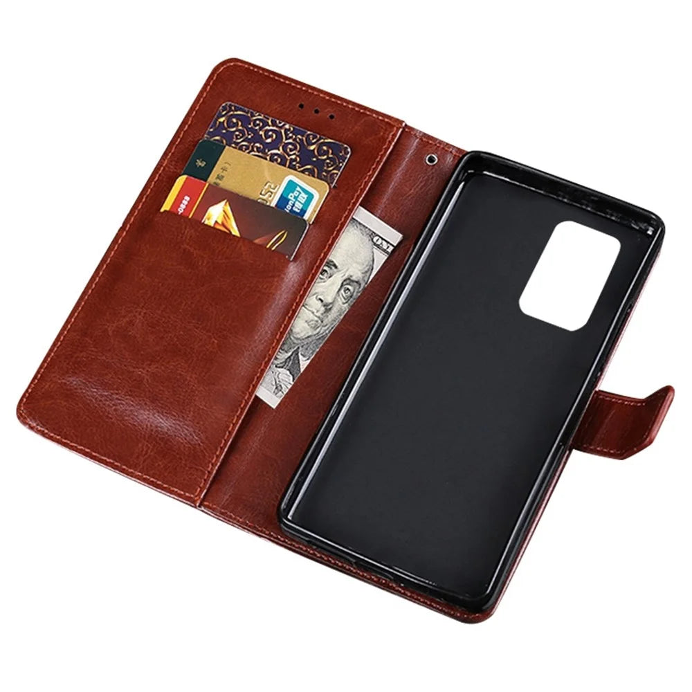 IDEWEI Crazy Horse Textured Case for Samsung Galaxy A53 5G, PU Leather Wallet Book Flip Folio Stand View Cover - Dark Blue - 6