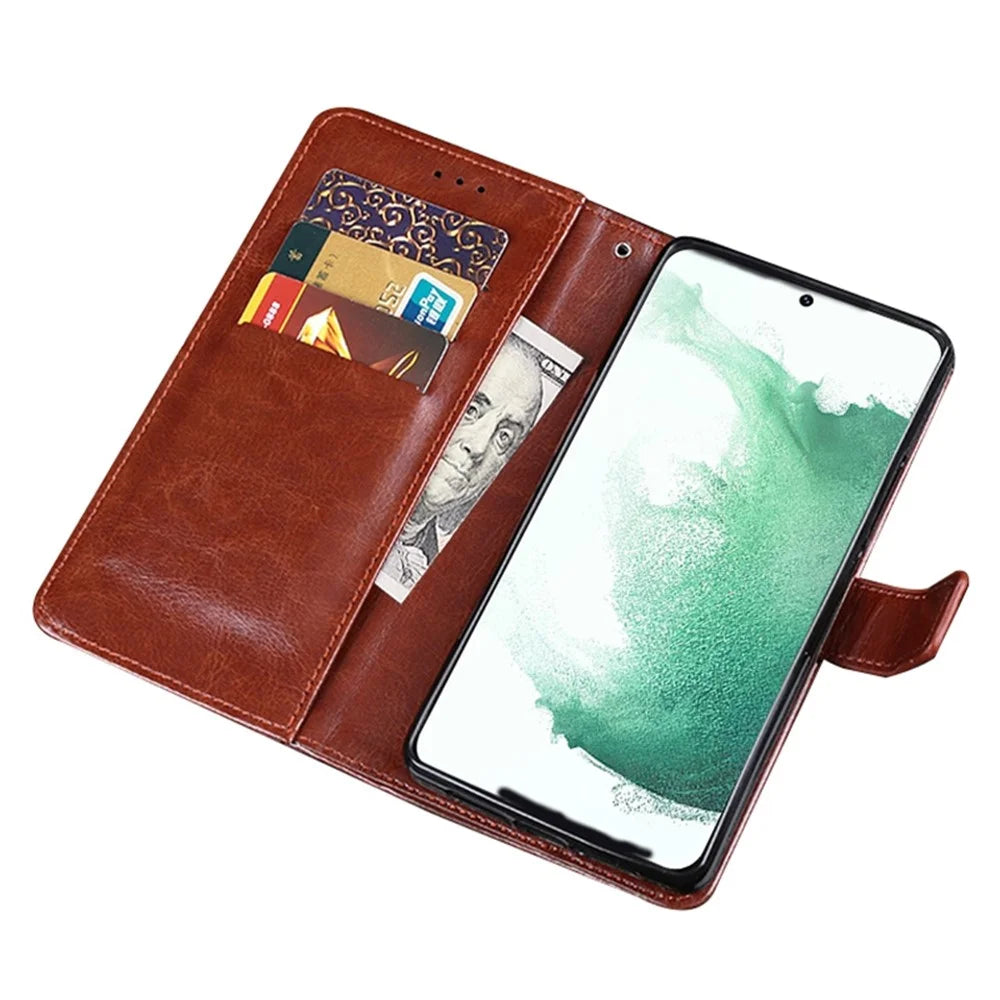 IDEWEI For Samsung Galaxy S22 5G Folio Flip PU Leather + TPU Crazy Horse Texture Case Stand Magnetic Closing Wallet Phone Shell Cover - Yellow - 3