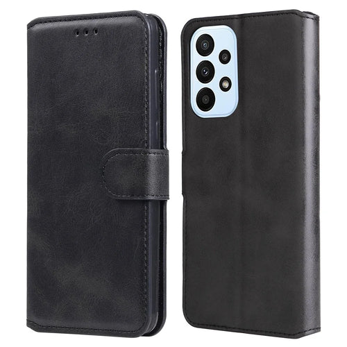 For Samsung Galaxy A23 5G (Global Version) / 4G / M23 5G / F23 5G PU Leather Magnetic Clasp Wallet Cover Adjustable Stand Phone Case - Black - 1