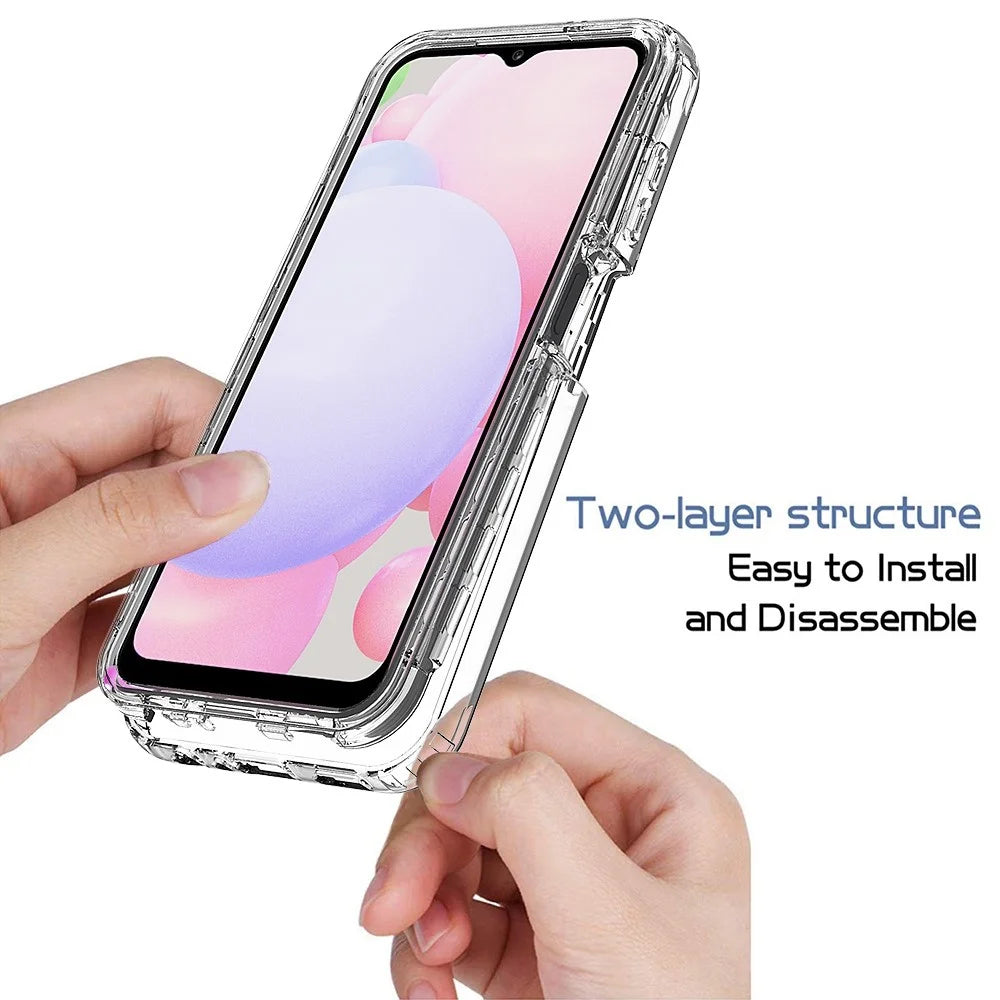 3-in-1 PC+TPU Hybrid Phone Case for Samsung Galaxy A13 4G, Gradient Complete Covering Anti-scratch Cell Phone Cover with PET Screen Protector - Black - 2