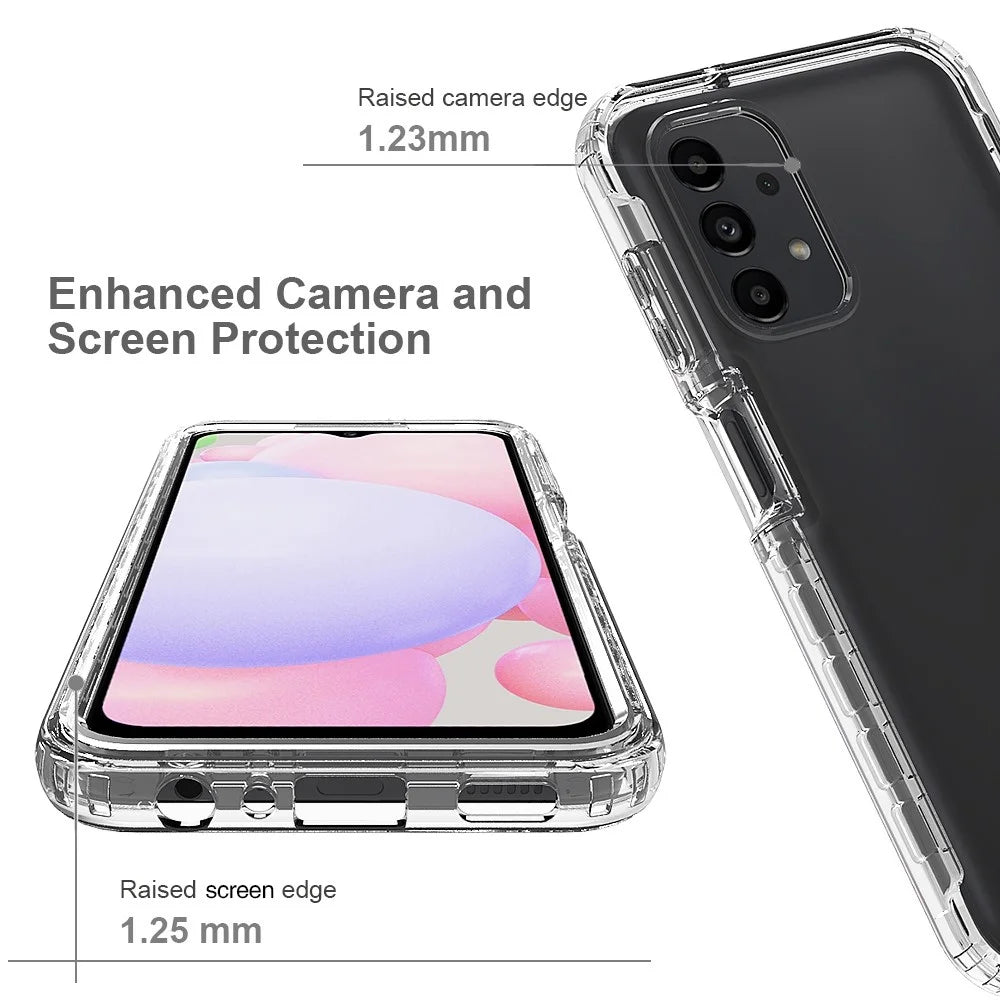 3-in-1 PC+TPU Hybrid Phone Case for Samsung Galaxy A13 4G, Gradient Complete Covering Anti-scratch Cell Phone Cover with PET Screen Protector - Black - 4