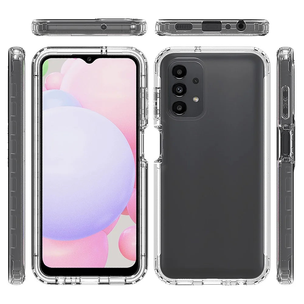 3-in-1 PC+TPU Hybrid Phone Case for Samsung Galaxy A13 4G, Gradient Complete Covering Anti-scratch Cell Phone Cover with PET Screen Protector - Black - 5