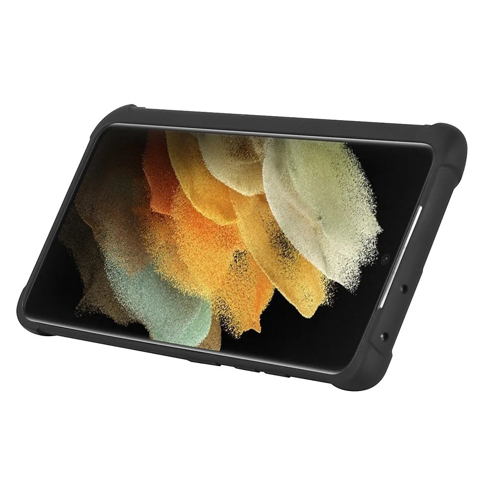 For Samsung Galaxy S21 Ultra 5G Anti-scratch Matte Soft TPU Cell Phone Case Cover with Kickstand and Pen Holder - 3