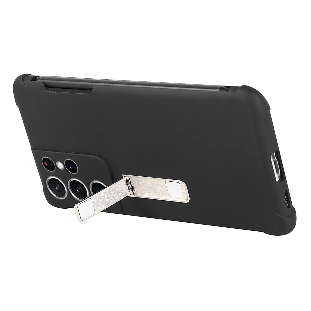 For Samsung Galaxy S21 Ultra 5G Anti-scratch Matte Soft TPU Cell Phone Case Cover with Kickstand and Pen Holder - 4