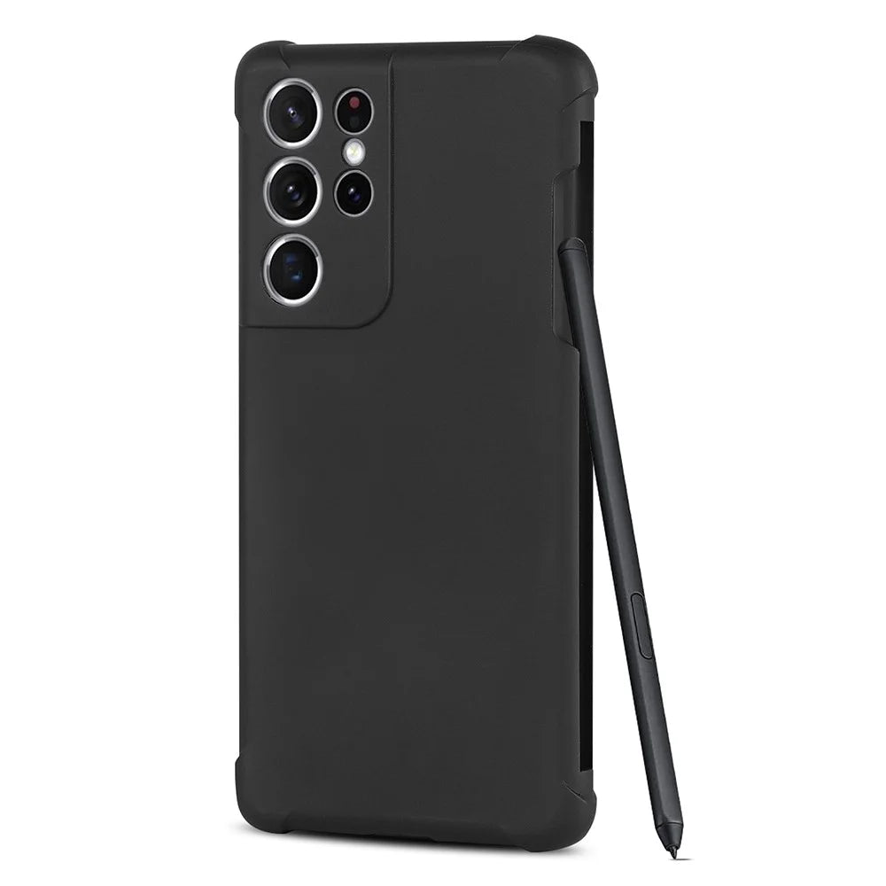 For Samsung Galaxy S21 Ultra 5G Anti-fingerprints Matte Soft TPU Cell Phone Case Cover with Pen Holder - 2