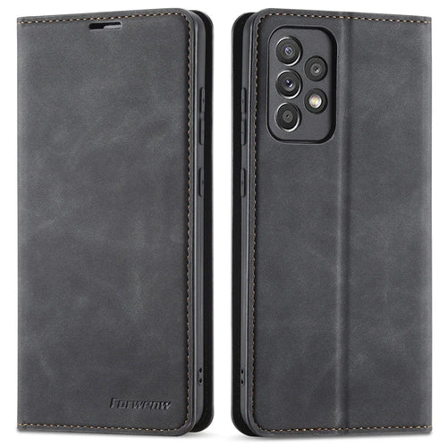 FORWENW for Samsung Galaxy A33 5G Fantasy Series Skin-touch Shockproof Anti-scratch PU Leather Stand Wallet Style Phone Case - Black - 1