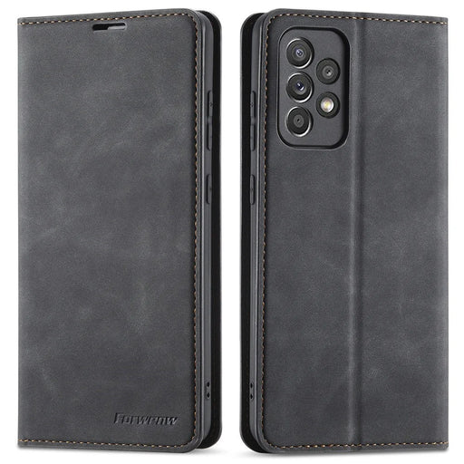 FORWENW for Samsung Galaxy A33 5G Fantasy Series Skin-touch Shockproof Anti-scratch PU Leather Stand Wallet Style Phone Case - Black - 1