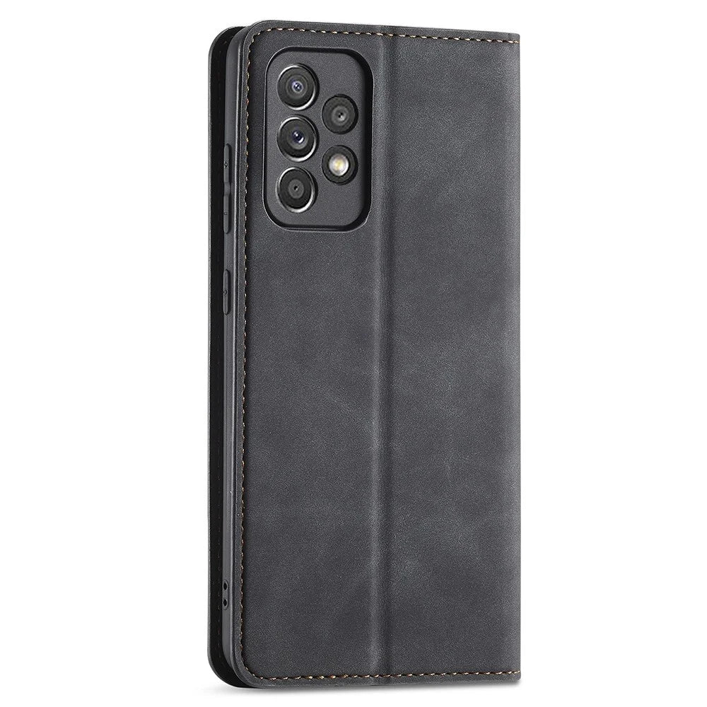 FORWENW for Samsung Galaxy A33 5G Fantasy Series Skin-touch Shockproof Anti-scratch PU Leather Stand Wallet Style Phone Case - Black - 7