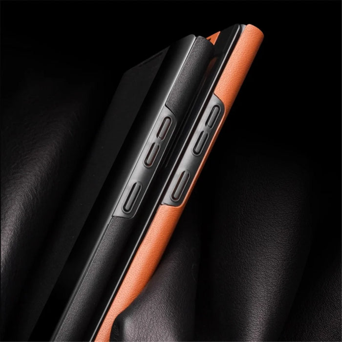 QIALINO For Samsung Galaxy Note20 Ultra / Note20 Ultra 5G View Window Cover Genuine Cowhide Leather Phone Case with Auto Wake / Sleep - Black - 7