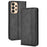 For Samsung Galaxy A33 5G Retro PU Leather Wallet Phone Cover Mosaic Imprinted Magnet Closure Adjustable Stand Case - Black - 1