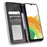 For Samsung Galaxy A33 5G Retro PU Leather Wallet Phone Cover Mosaic Imprinted Magnet Closure Adjustable Stand Case - Black - 2