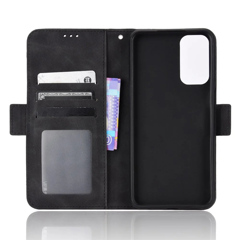 For Samsung Galaxy M23 5G/F23 5G Wallet Case Card Slots Holder Premium PU Leather Stand Shockproof Flip Protective Cover - Black - 6