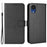 For Samsung Galaxy A03 Core Shockproof Wallet Stand View Protective Cover Diamond Texture Soft PU Leather Flip Case with Strap - Black - 1