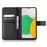 For Samsung Galaxy A03 Core Shockproof Wallet Stand View Protective Cover Diamond Texture Soft PU Leather Flip Case with Strap - Black - 2