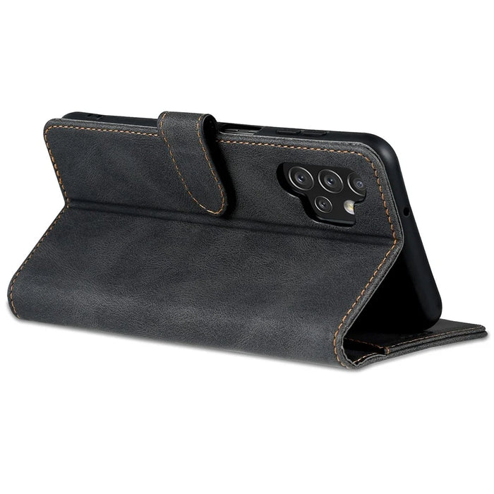AZNS For Samsung Galaxy A13 4G PU Leather Wallet Folio Flip Phone Case Adjustable Stand Protective Cover - Black - 4