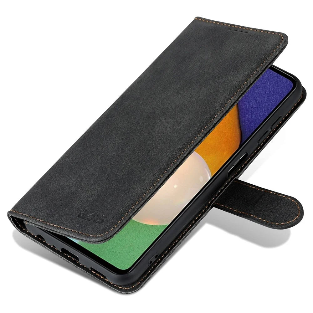 AZNS For Samsung Galaxy A13 4G PU Leather Wallet Folio Flip Phone Case Adjustable Stand Protective Cover - Black - 5