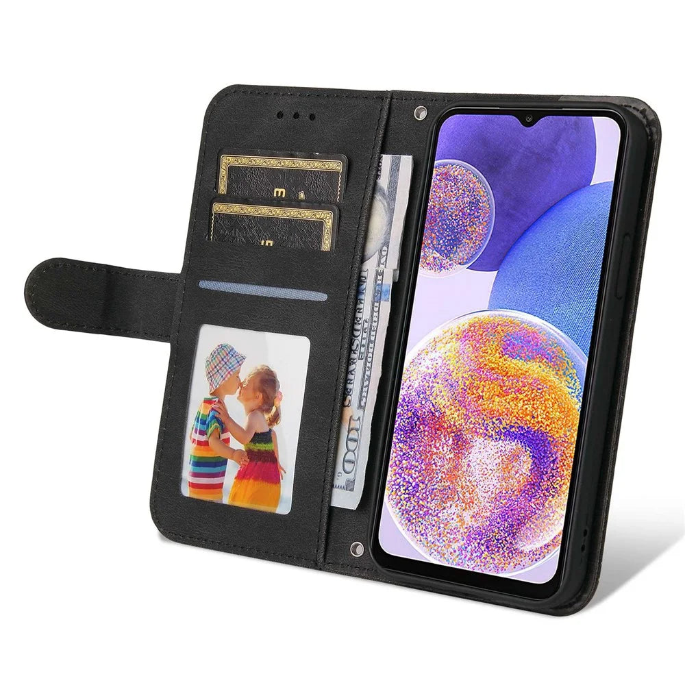For Samsung Galaxy A23 5G (Global) / 4G / M23 5G / F23 5G Leather Wallet Cases Skin Touch Phone Cover Stand with Strap - Black - 2