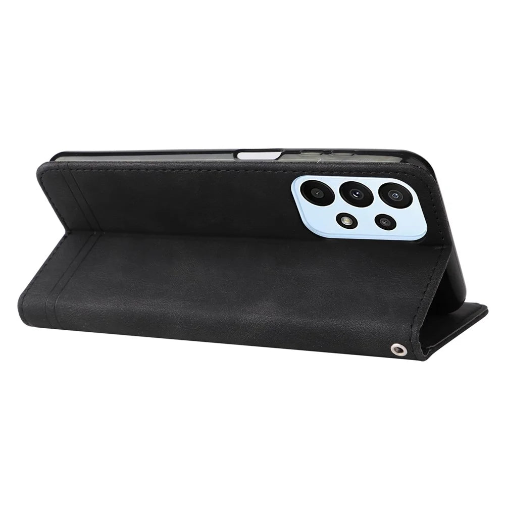 For Samsung Galaxy A23 5G (Global) / 4G / M23 5G / F23 5G Leather Wallet Cases Skin Touch Phone Cover Stand with Strap - Black - 4