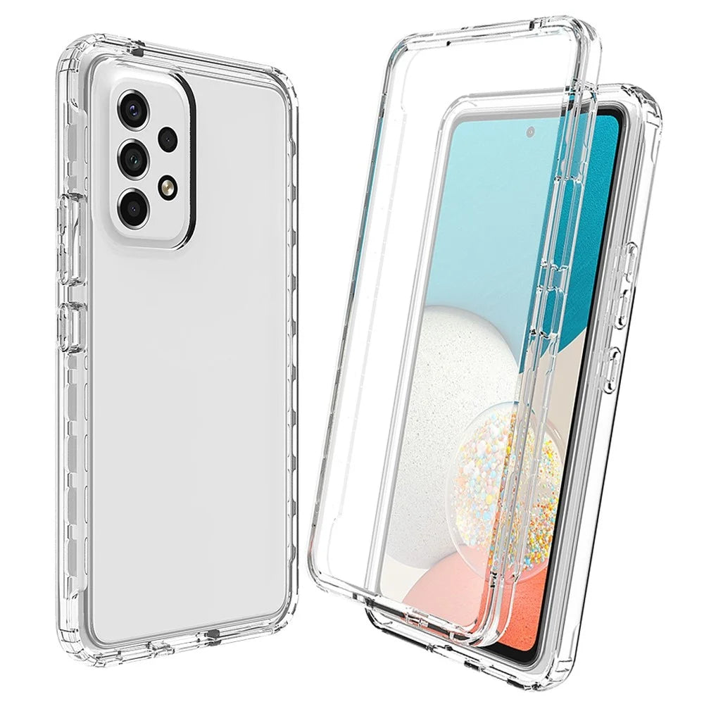 3-in-1 PC+TPU Hybrid Phone Case for Samsung Galaxy A33 5G, Gradient Full Protection Anti-fall Phone Cover with PET Screen Protector - Transparent - 1