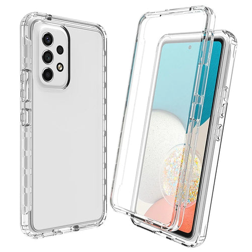 3-in-1 PC+TPU Hybrid Phone Case for Samsung Galaxy A33 5G, Gradient Full Protection Anti-fall Phone Cover with PET Screen Protector - Transparent - 1