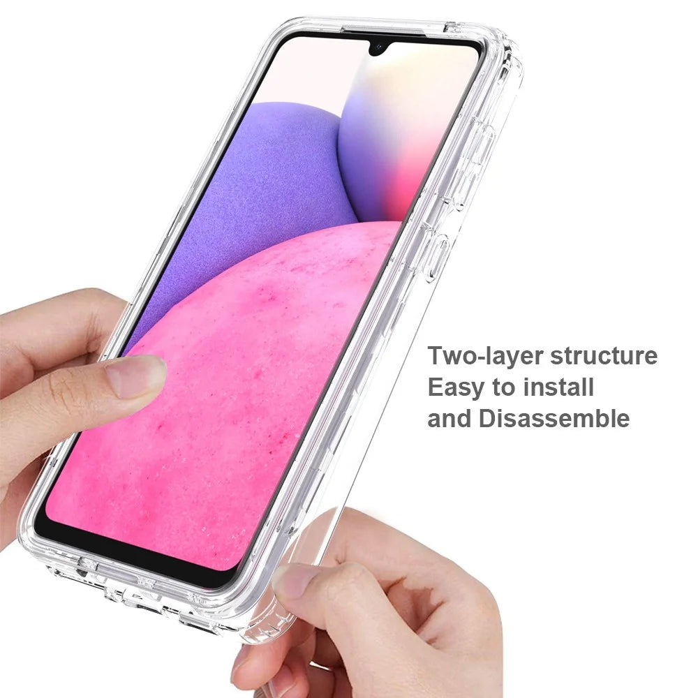 3-in-1 PC+TPU Hybrid Phone Case for Samsung Galaxy A33 5G, Gradient Full Protection Anti-fall Phone Cover with PET Screen Protector - Transparent - 2
