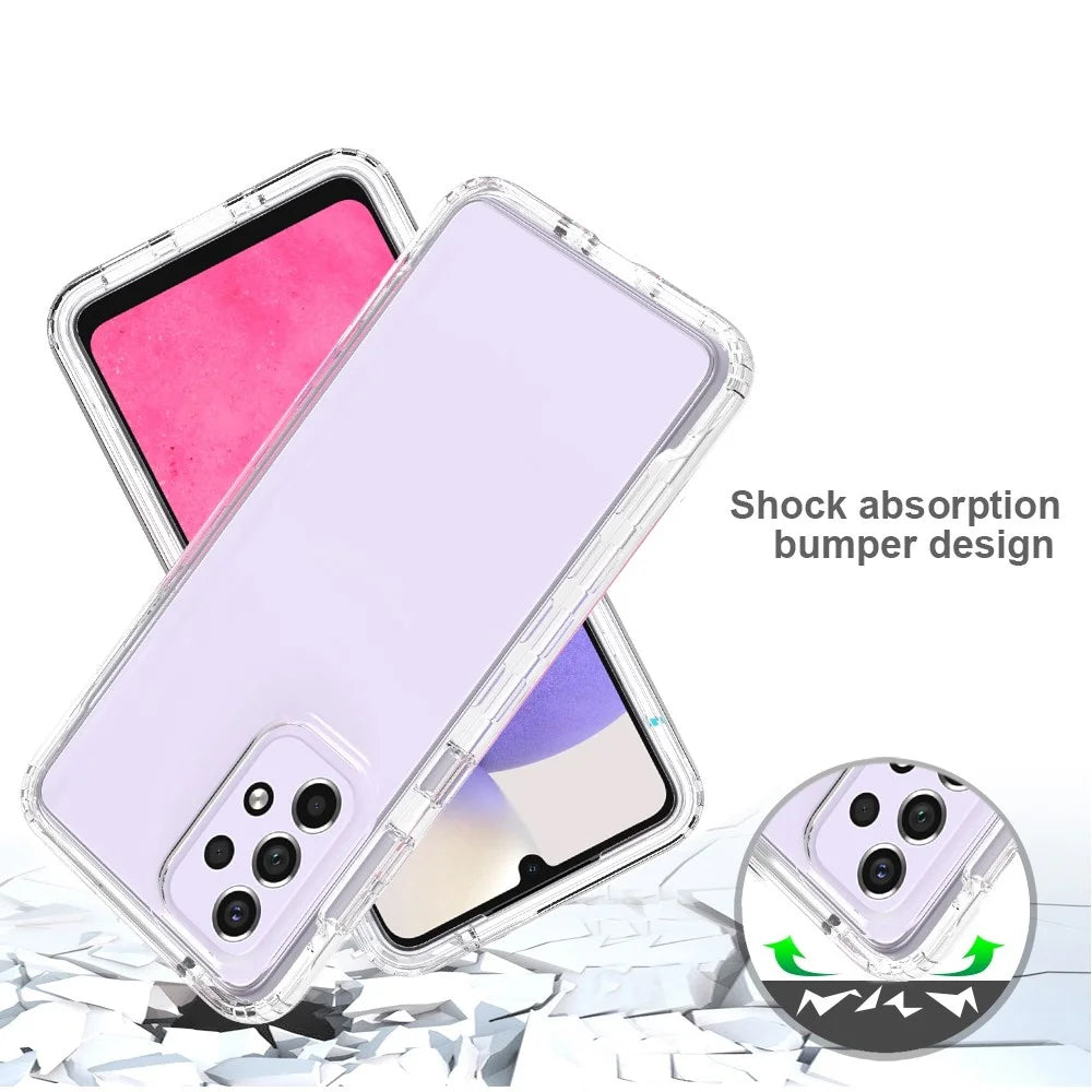 3-in-1 PC+TPU Hybrid Phone Case for Samsung Galaxy A33 5G, Gradient Full Protection Anti-fall Phone Cover with PET Screen Protector - Transparent - 3