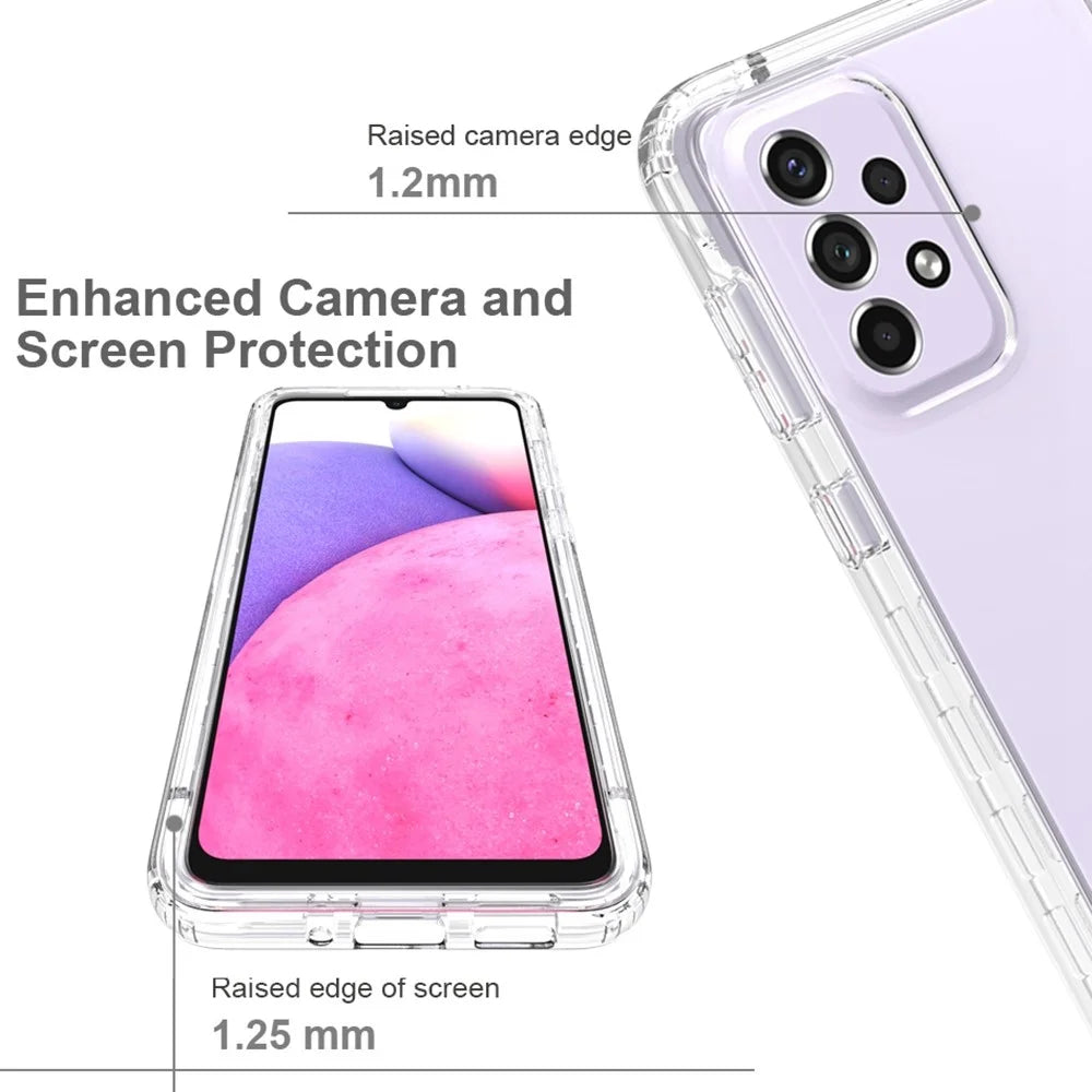 3-in-1 PC+TPU Hybrid Phone Case for Samsung Galaxy A33 5G, Gradient Full Protection Anti-fall Phone Cover with PET Screen Protector - Transparent - 4