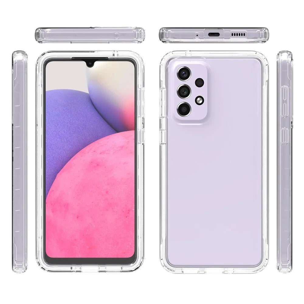 3-in-1 PC+TPU Hybrid Phone Case for Samsung Galaxy A33 5G, Gradient Full Protection Anti-fall Phone Cover with PET Screen Protector - Transparent - 5
