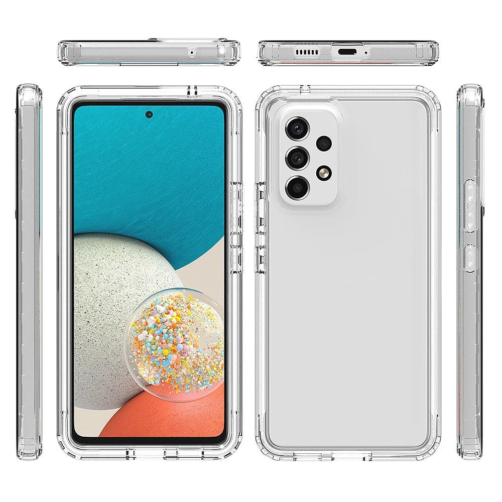 3-in-1 PC+TPU Hybrid Case for Samsung Galaxy A53 5G, Gradient Well-protected Shockproof Mobile Phone Cover with PET Screen Protector - Transparent - 5