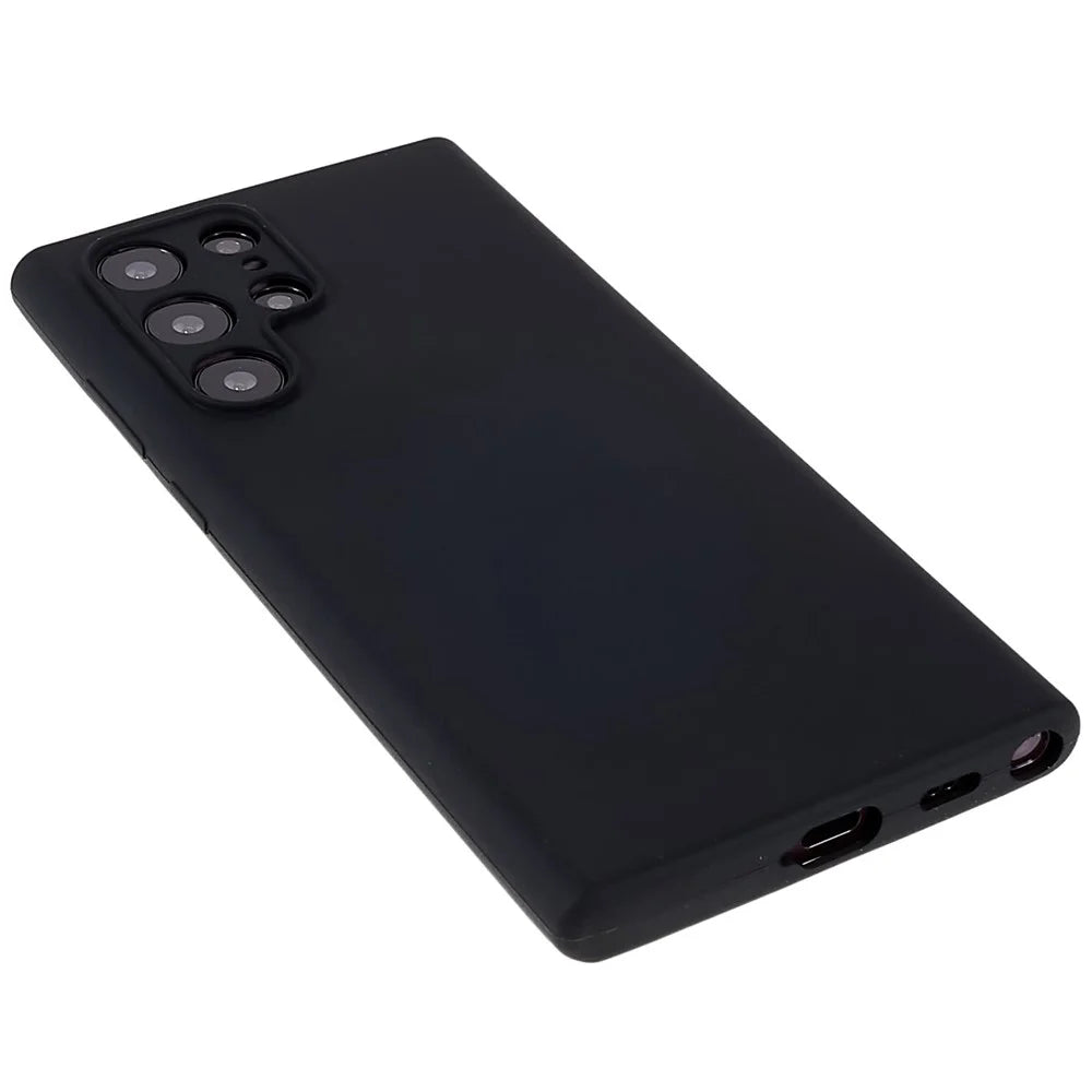 For Samsung Galaxy S22 Ultra 5G Mobile Phone Case Bag Soft Solid State Silicone Phone Case Phone Protector - Black - 5