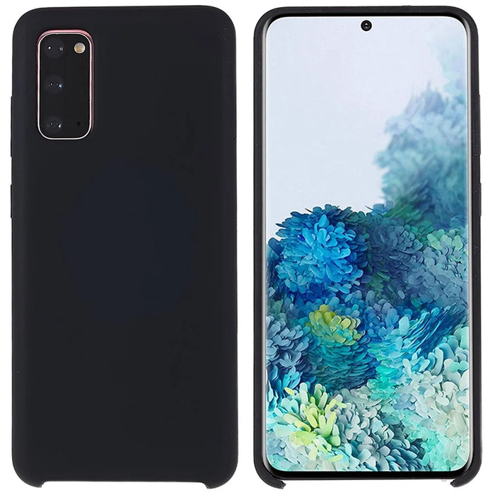 For Samsung Galaxy S20 5G/4G Premium Solid State Silicone Phone Case Mobile Phone Protector - Black - 1