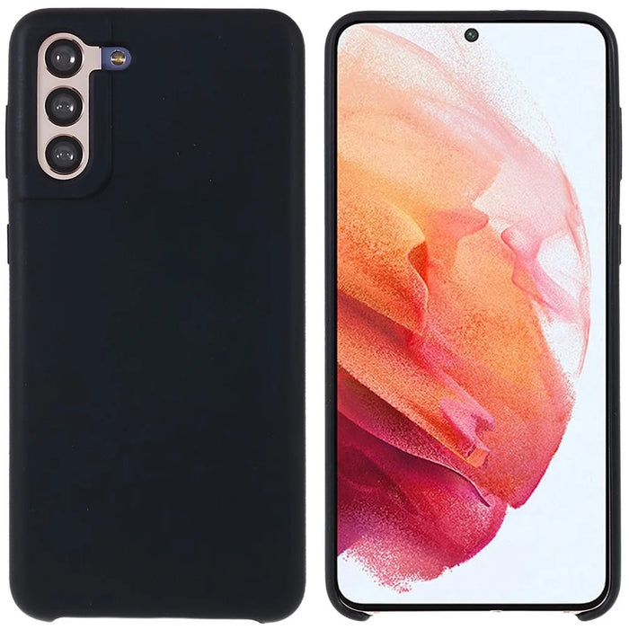 For Samsung Galaxy S21 4G/5G Smartphone Case Soft Premium Solid State Silicone Shockproof Mobile Phone Protector - Black - 1