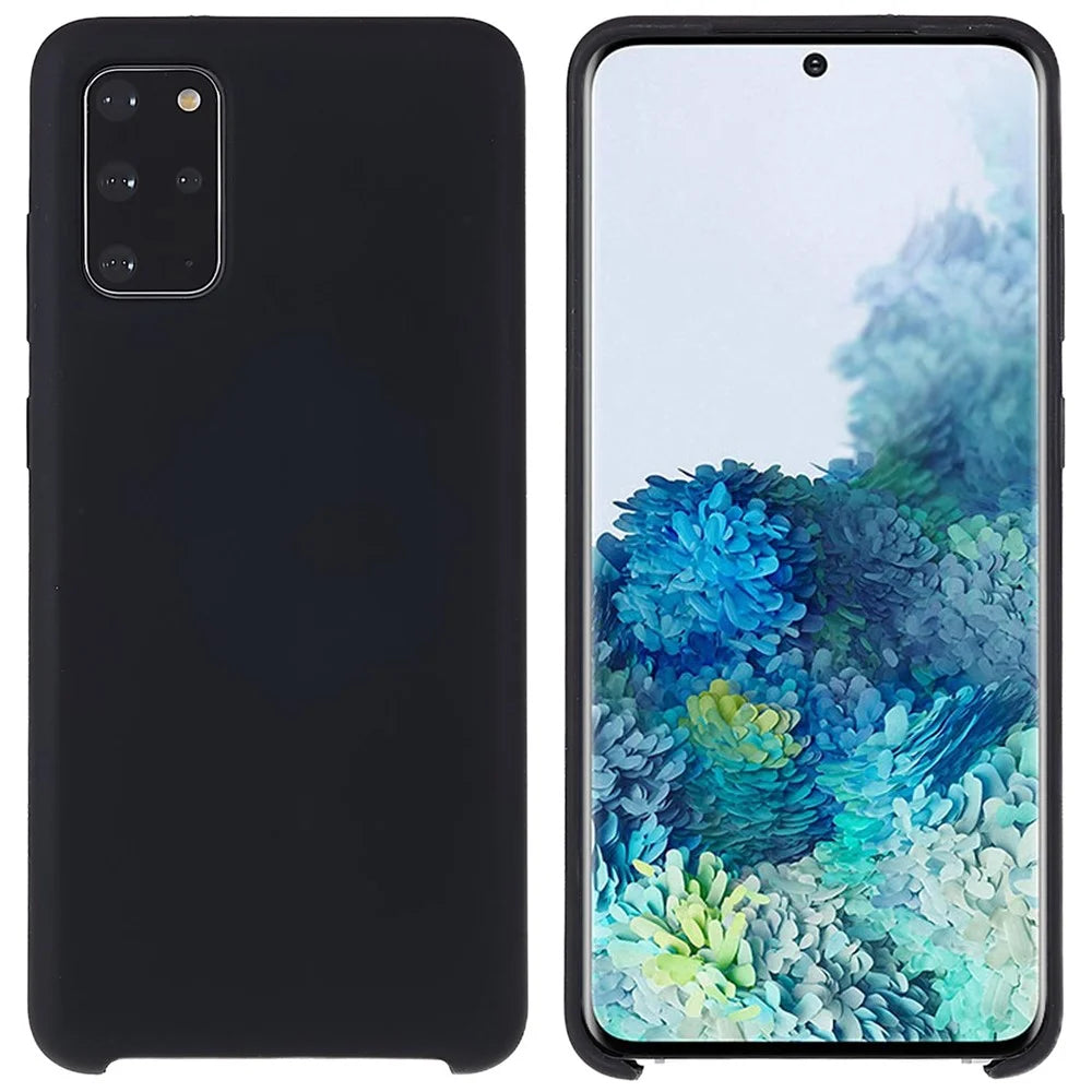 For Samsung Galaxy S20 Plus 5G/4G Phone Bag Case Durable Solid State Silicone Mobile Phone Protector Cover - Black - 1
