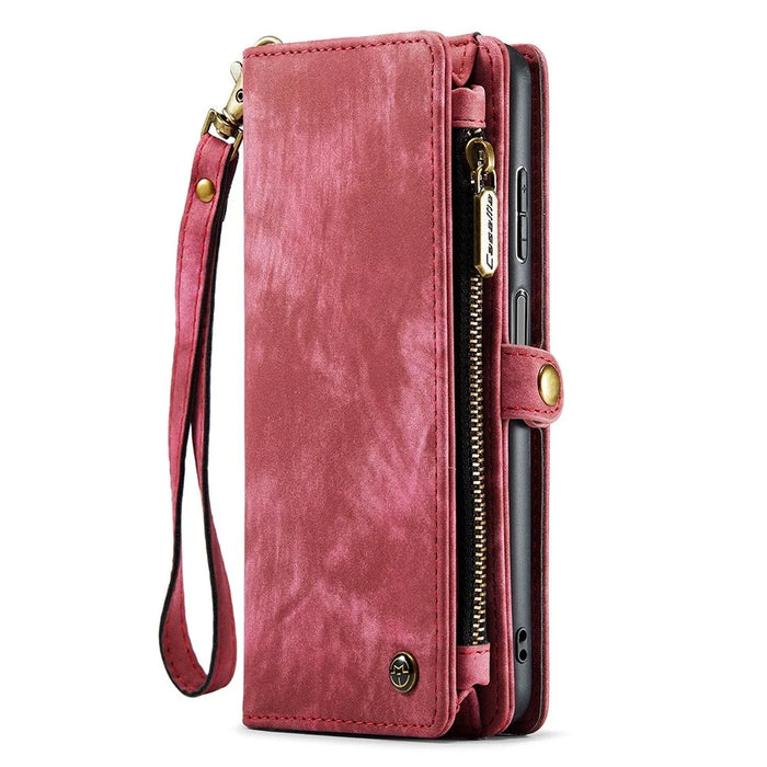 CASEME 008 Series for Samsung Galaxy A13 5G / A04s 4G (164.7mm) Detachable 2-in-1 Shockproof PU Leather Case Wallet Stand - Red - 2