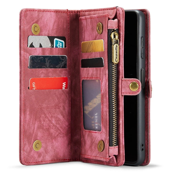 CASEME 008 Series for Samsung Galaxy A13 5G / A04s 4G (164.7mm) Detachable 2-in-1 Shockproof PU Leather Case Wallet Stand - Red - 4