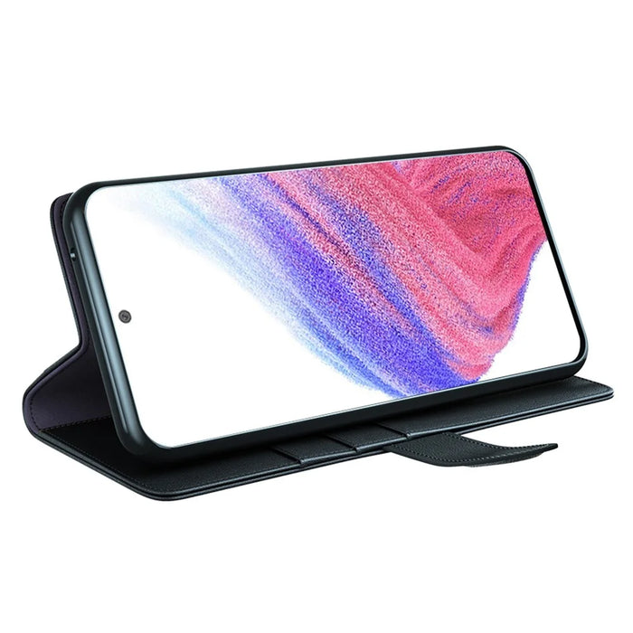 For Samsung Galaxy A53 5G Wallet Case Split Leather Genuine Leather Folio Flip Stand Shockproof Cover - Black - 3