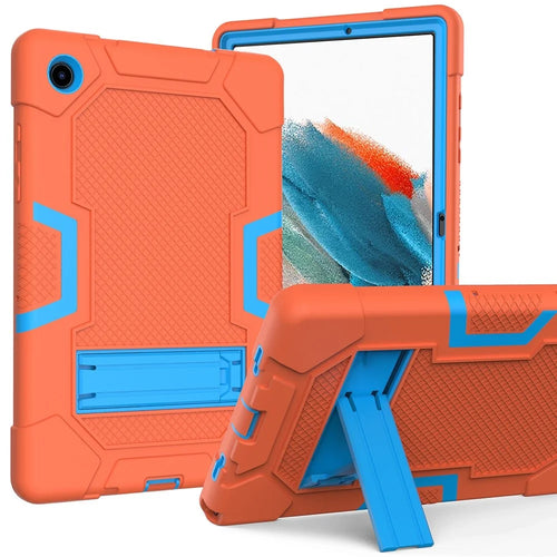 Robot B3 Series for Samsung Galaxy Tab A8 10.5 (2021) / (2022) Contrast Color PC + Silicone Tablet Shockproof Cover Kickstand Design Protective Case - Orange / Blue - 1