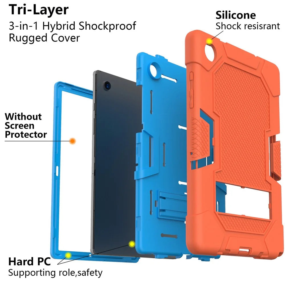 Robot B3 Series for Samsung Galaxy Tab A8 10.5 (2021) / (2022) Contrast Color PC + Silicone Tablet Shockproof Cover Kickstand Design Protective Case - Orange / Blue - 4